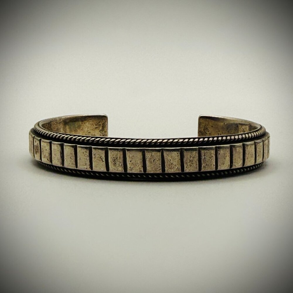 Artie Yellowhorse HC Heavy Sterling Silver Textured Cuff Bracelet